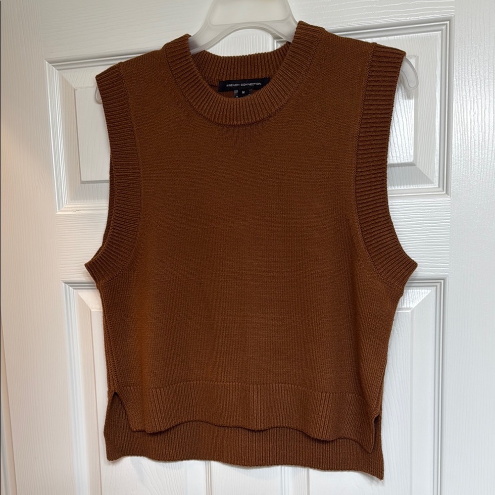French Connection Brown Boxy Muscle Tee